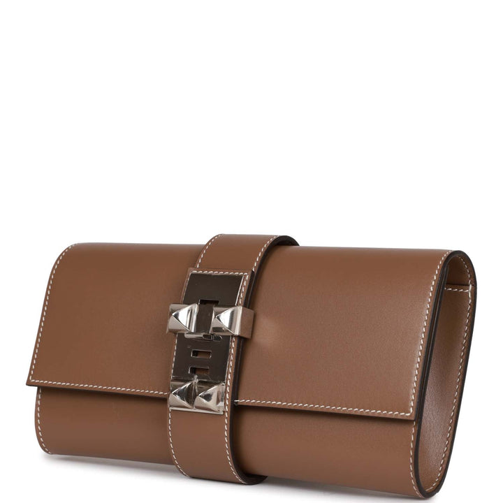Top quality Hermes Medor Clutch 23 Etoupe Tadelakt Palladium Hardware