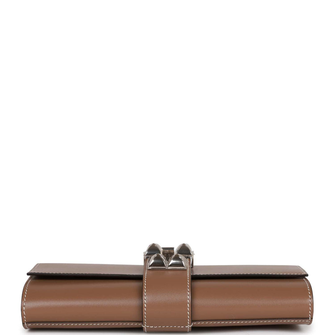 Top quality Hermes Medor Clutch 23 Etoupe Tadelakt Palladium Hardware