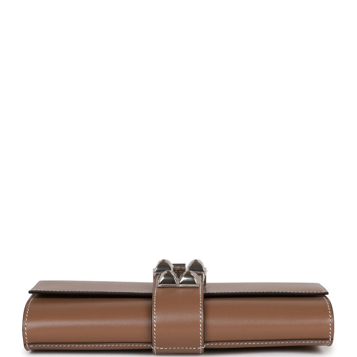 Top quality Hermes Medor Clutch 23 Etoupe Tadelakt Palladium Hardware