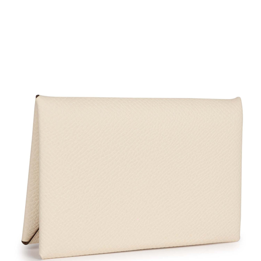 Top quality Hermes Calvi Card Holder Nata Verso Epsom Palladium Hardware