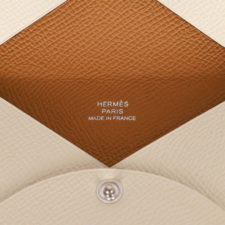 Top quality Hermes Calvi Card Holder Nata Verso Epsom Palladium Hardware