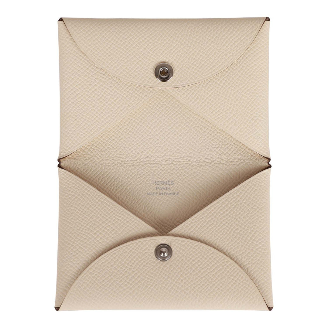 Top quality Hermes Calvi Card Holder Nata Epsom Palladium Hardware
