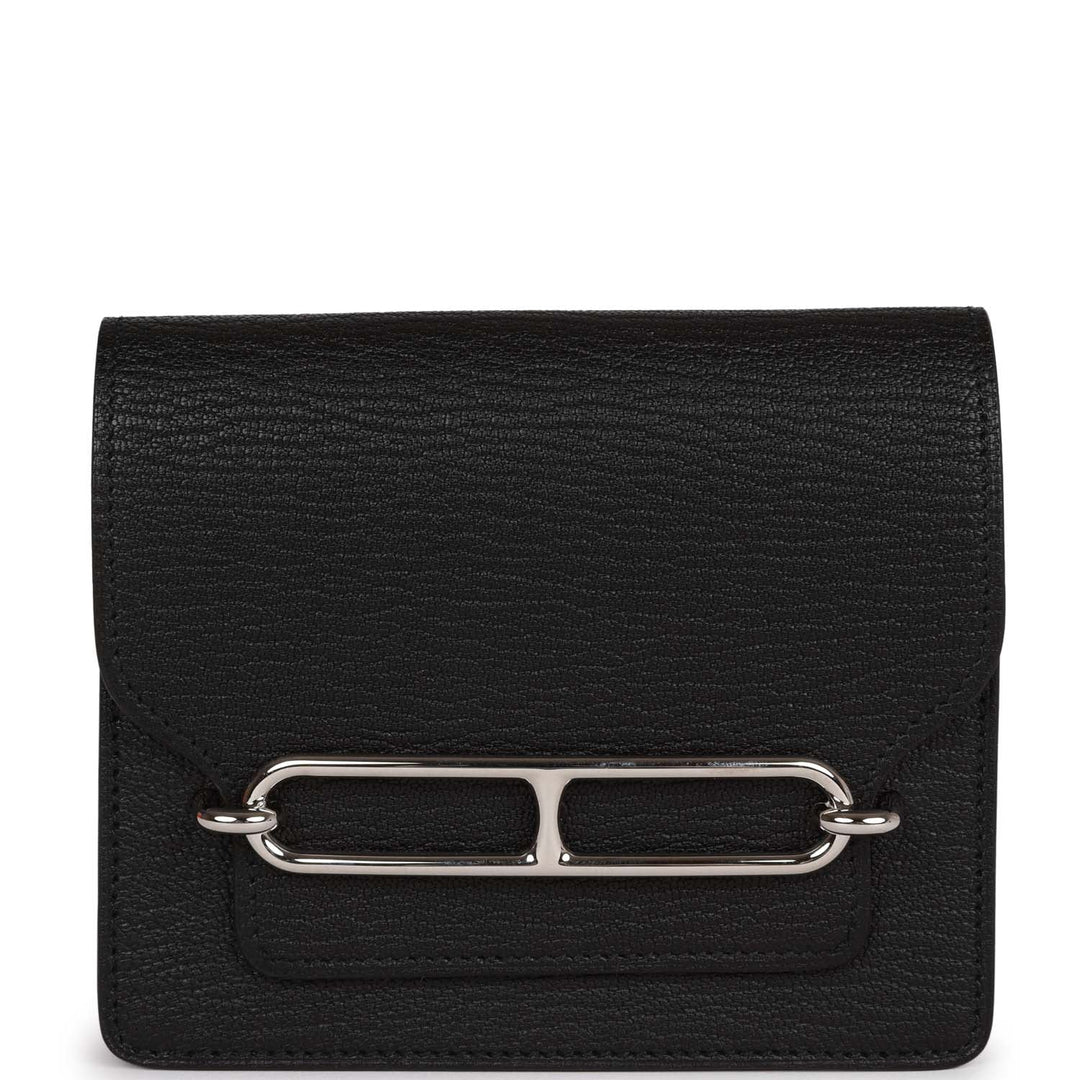 Top quality Hermes Roulis Slim Wallet Black Chevre Mysore Palladium Hardware