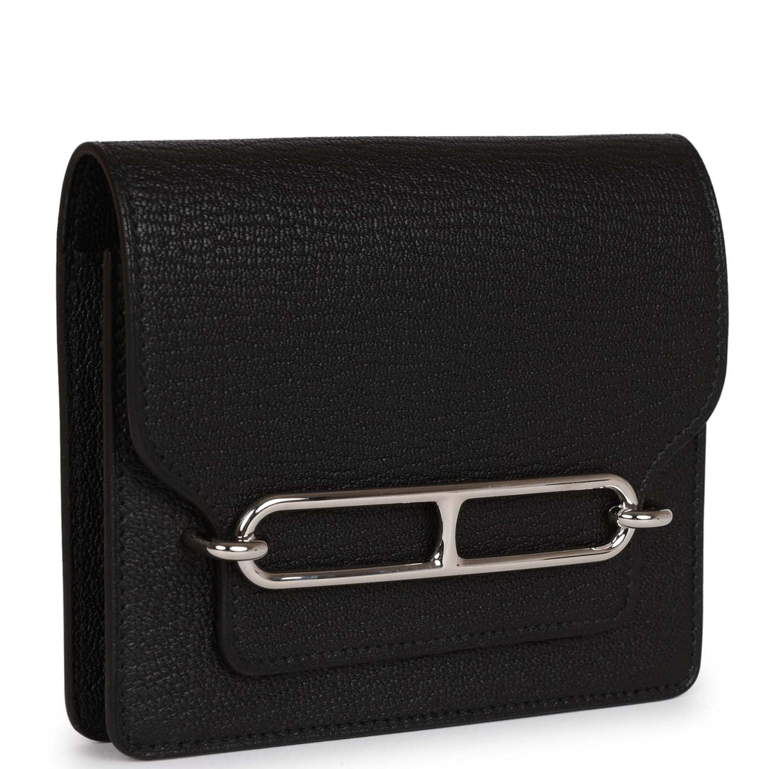 Top quality Hermes Roulis Slim Wallet Black Chevre Mysore Palladium Hardware