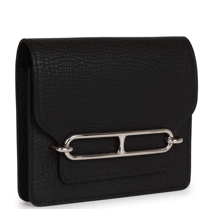 Top quality Hermes Roulis Slim Wallet Black Chevre Mysore Palladium Hardware