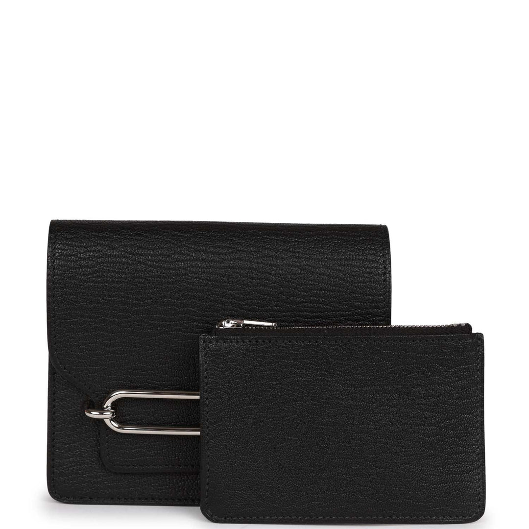 Top quality Hermes Roulis Slim Wallet Black Chevre Mysore Palladium Hardware