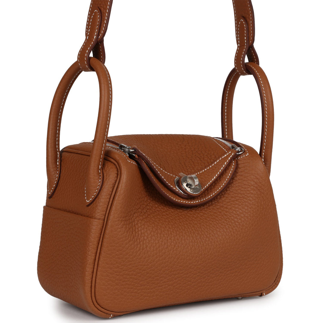Top quality Hermes Mini Lindy Gold Clemence Palladium Hardware
