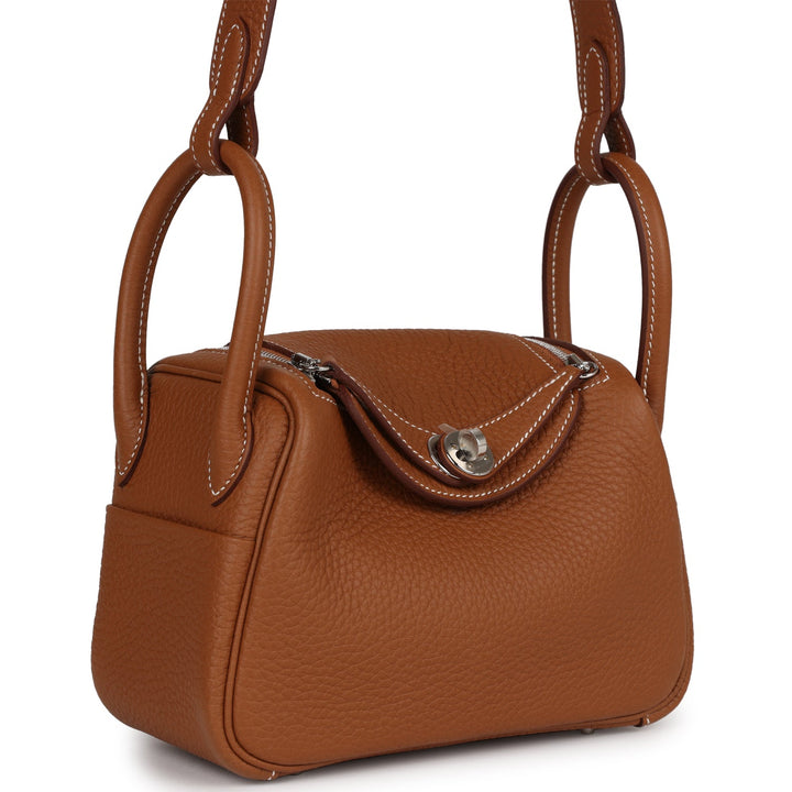 Top quality Hermes Mini Lindy Gold Clemence Palladium Hardware