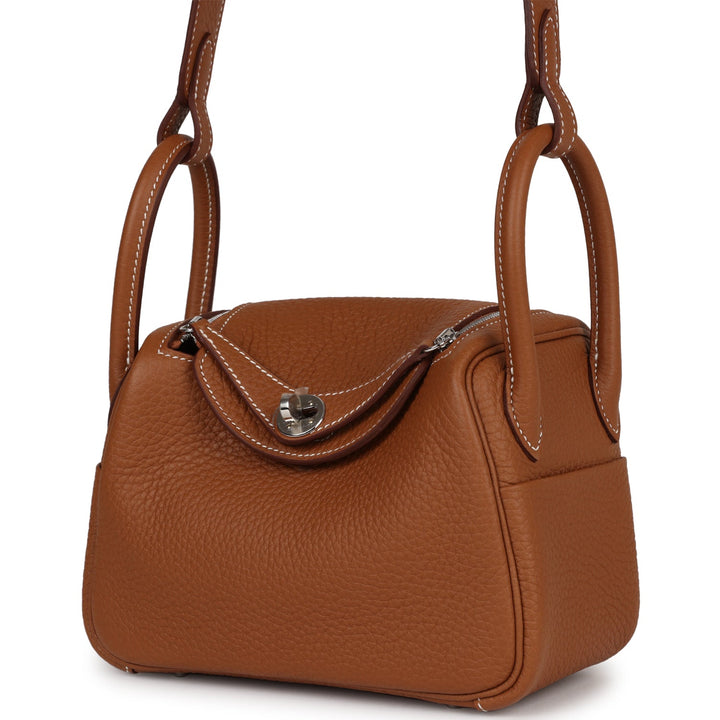 Top quality Hermes Mini Lindy Gold Clemence Palladium Hardware