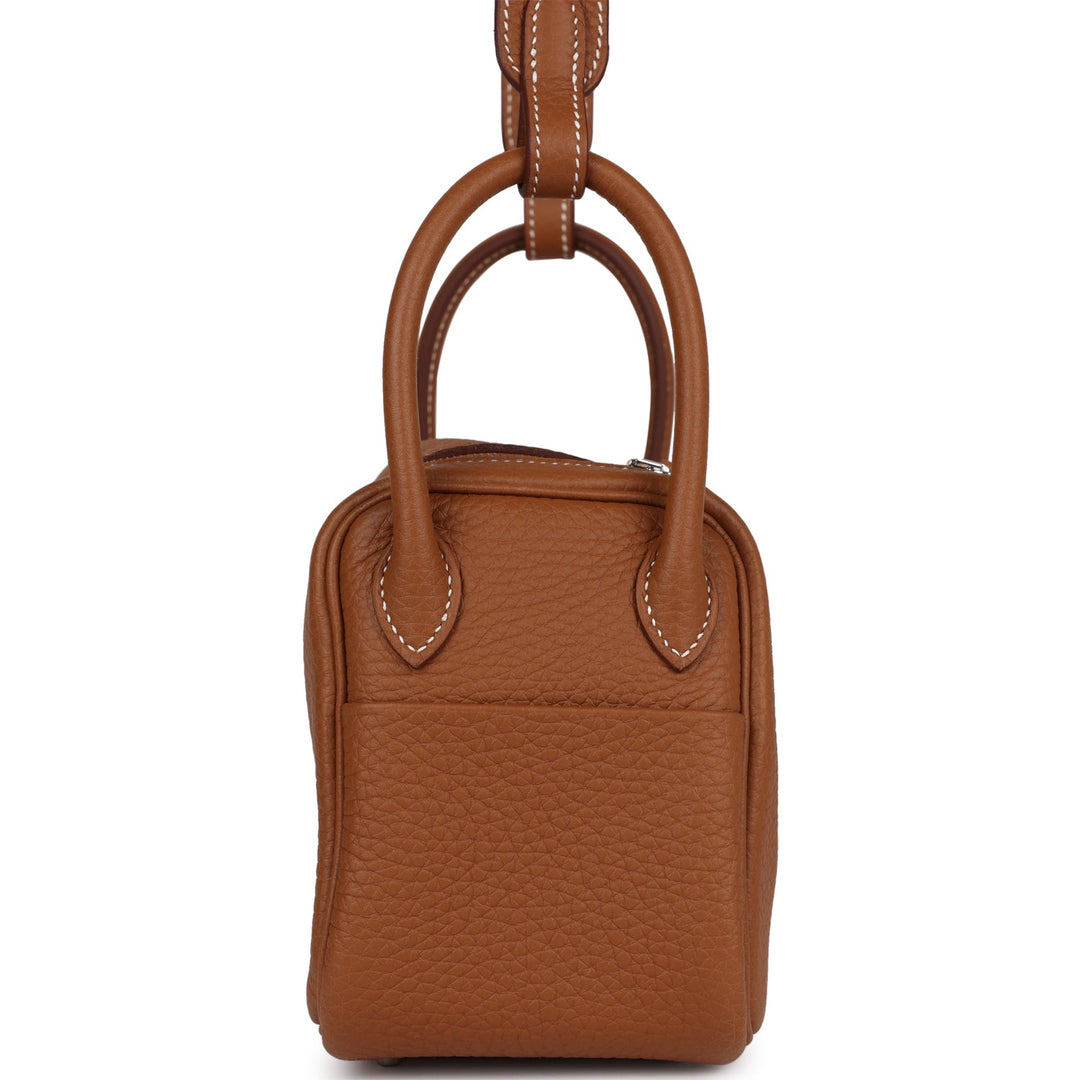 Top quality Hermes Mini Lindy Gold Clemence Palladium Hardware