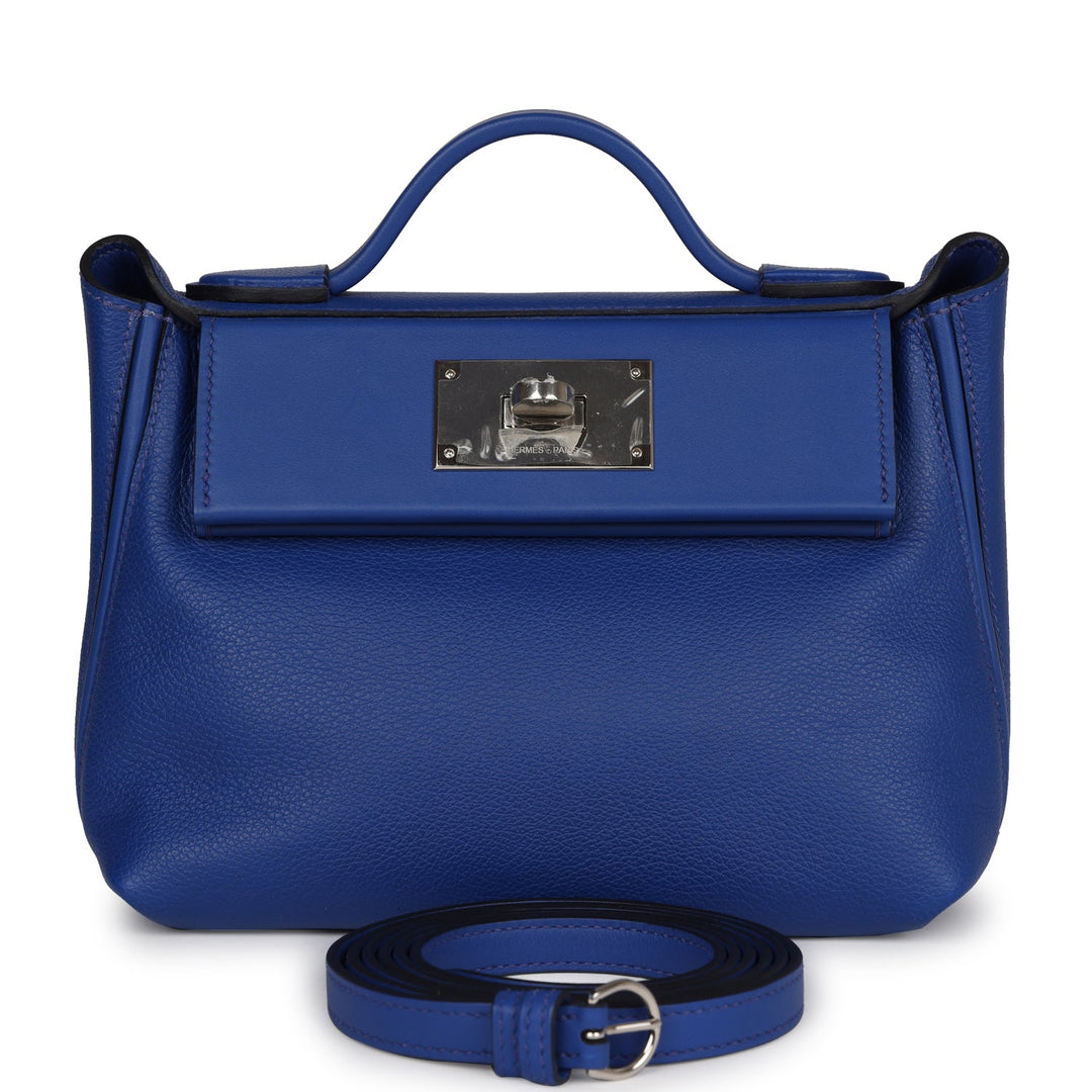 Top quality Hermes Mini 24/24 Bag Bleu Royal Evercolor and Swift Palladium Hardware
