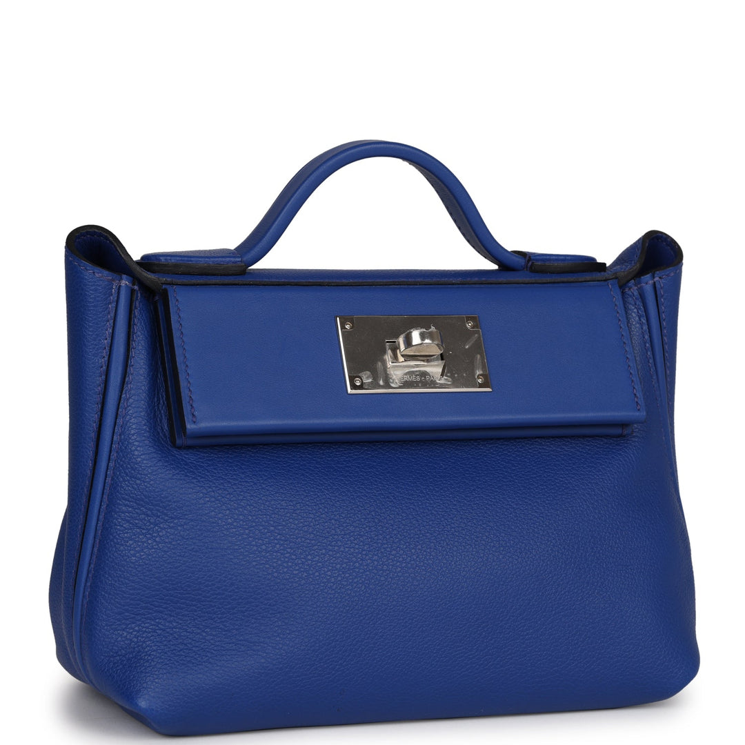 Top quality Hermes Mini 24/24 Bag Bleu Royal Evercolor and Swift Palladium Hardware