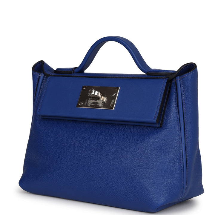 Top quality Hermes Mini 24/24 Bag Bleu Royal Evercolor and Swift Palladium Hardware