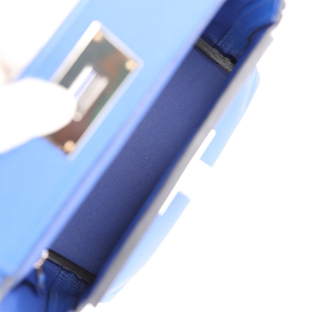 Top quality Hermes Mini 24/24 Bag Bleu Royal Evercolor and Swift Palladium Hardware