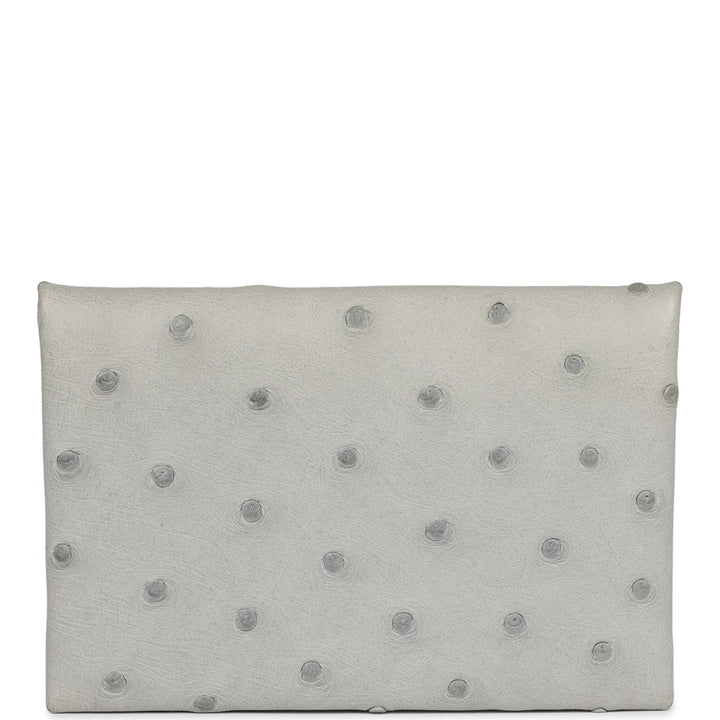 Hermes Calvi Card Holder Gris Perle Ostrich Palladium Hardware