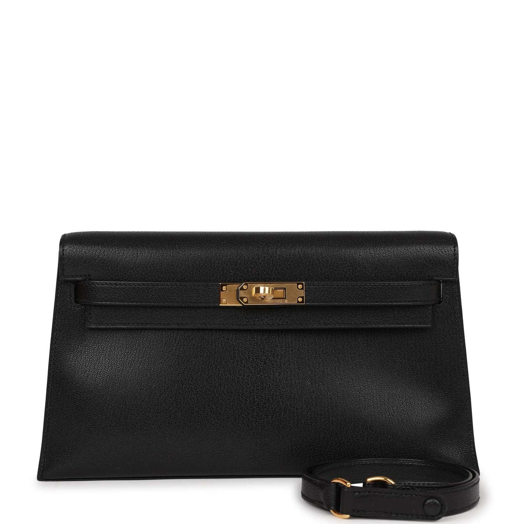 Top quality Hermes Kelly Elan Black Chevre Chamkila Gold Hardware