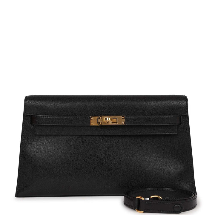 Top quality Hermes Kelly Elan Black Chevre Chamkila Gold Hardware