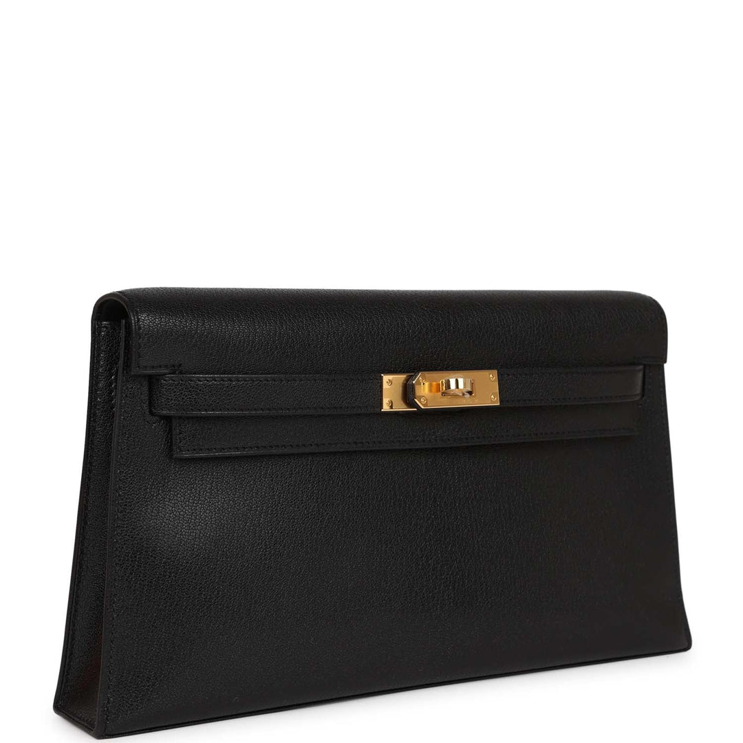 Top quality Hermes Kelly Elan Black Chevre Chamkila Gold Hardware