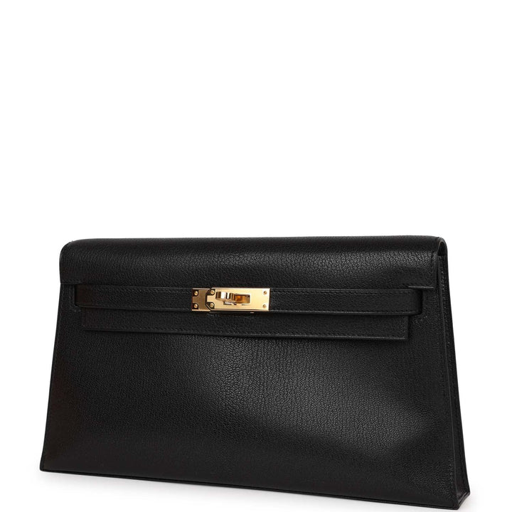 Top quality Hermes Kelly Elan Black Chevre Chamkila Gold Hardware