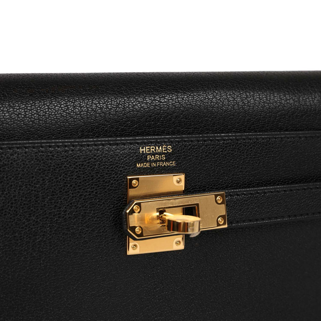 Top quality Hermes Kelly Elan Black Chevre Chamkila Gold Hardware
