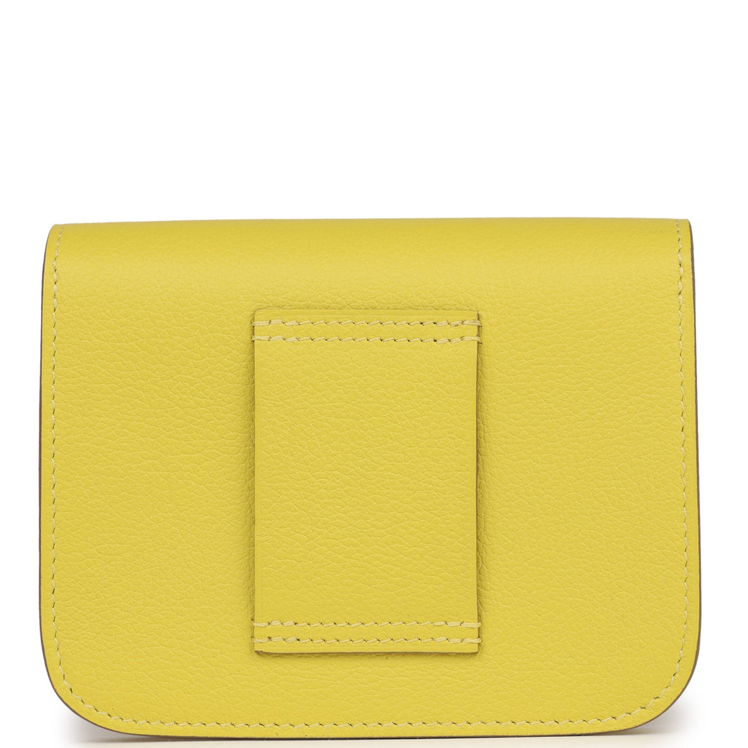 Top quality Hermes Constance Slim Wallet Lime Evercolor Palladium Hardware