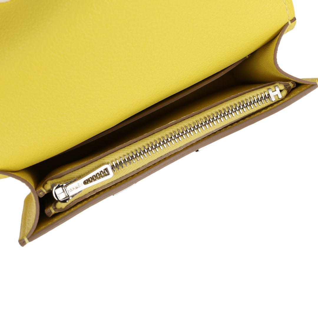 Top quality Hermes Constance Slim Wallet Lime Evercolor Palladium Hardware