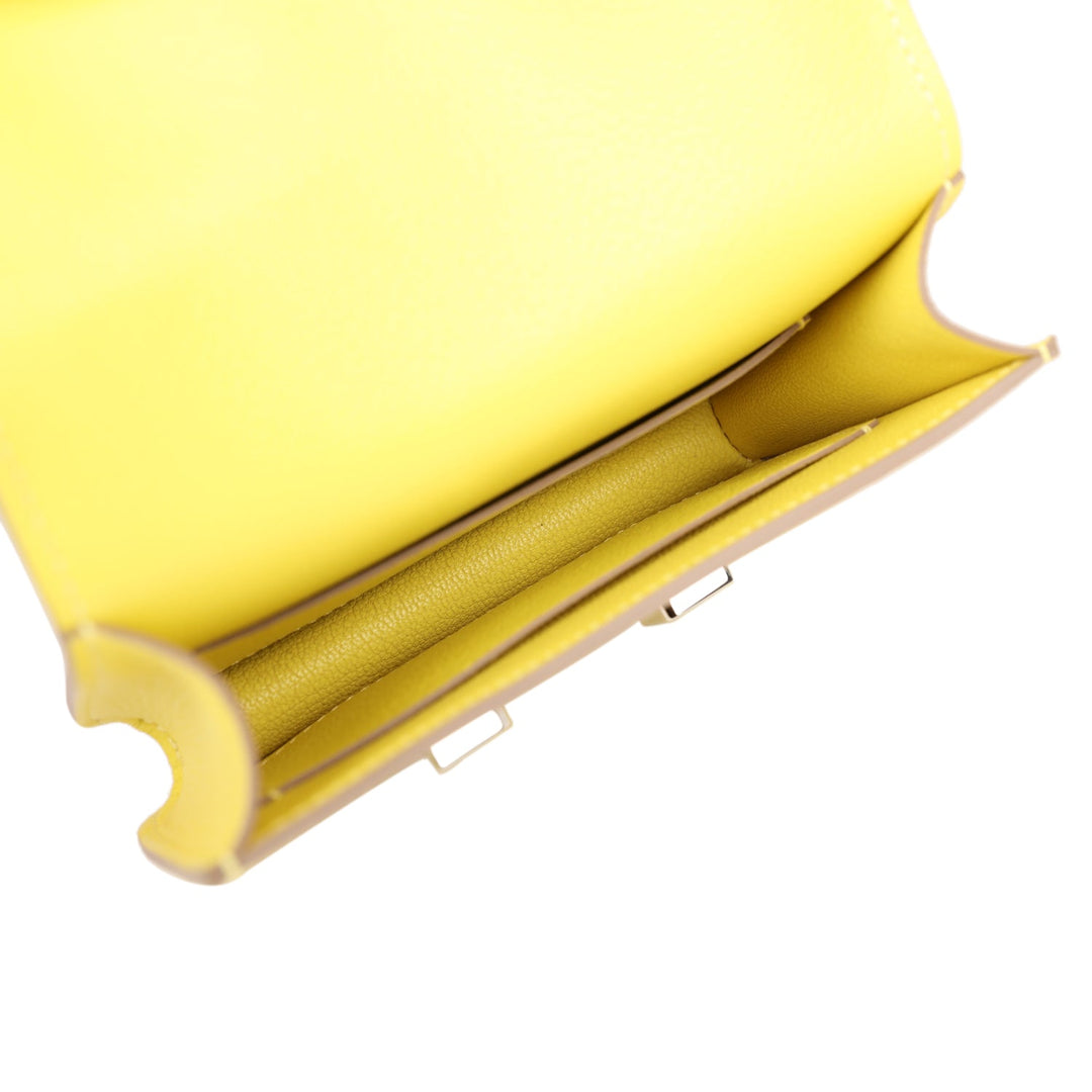 Top quality Hermes Constance Slim Wallet Lime Evercolor Palladium Hardware