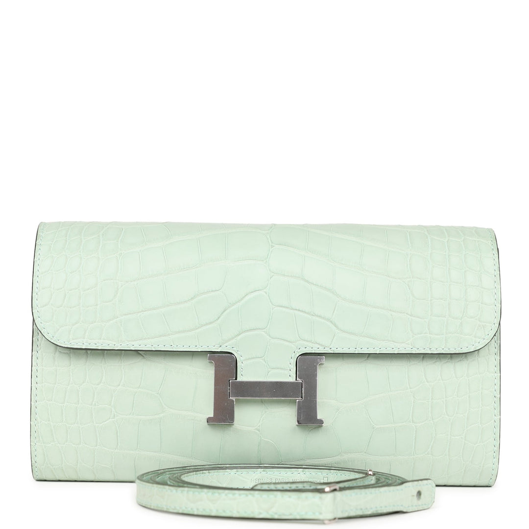 Top quality Hermes Constance Wallet To Go Vert D'eau Matte Alligator Palladium Hardware