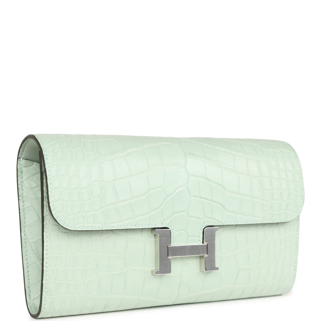 Top quality Hermes Constance Wallet To Go Vert D'eau Matte Alligator Palladium Hardware