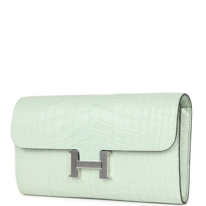 Top quality Hermes Constance Wallet To Go Vert D'eau Matte Alligator Palladium Hardware