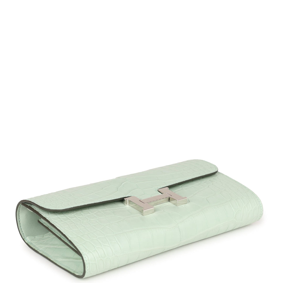 Top quality Hermes Constance Wallet To Go Vert D'eau Matte Alligator Palladium Hardware