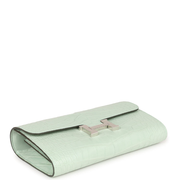 Top quality Hermes Constance Wallet To Go Vert D'eau Matte Alligator Palladium Hardware