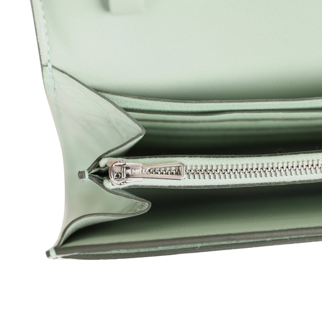 Top quality Hermes Constance Wallet To Go Vert D'eau Matte Alligator Palladium Hardware
