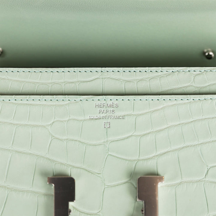 Top quality Hermes Constance Wallet To Go Vert D'eau Matte Alligator Palladium Hardware
