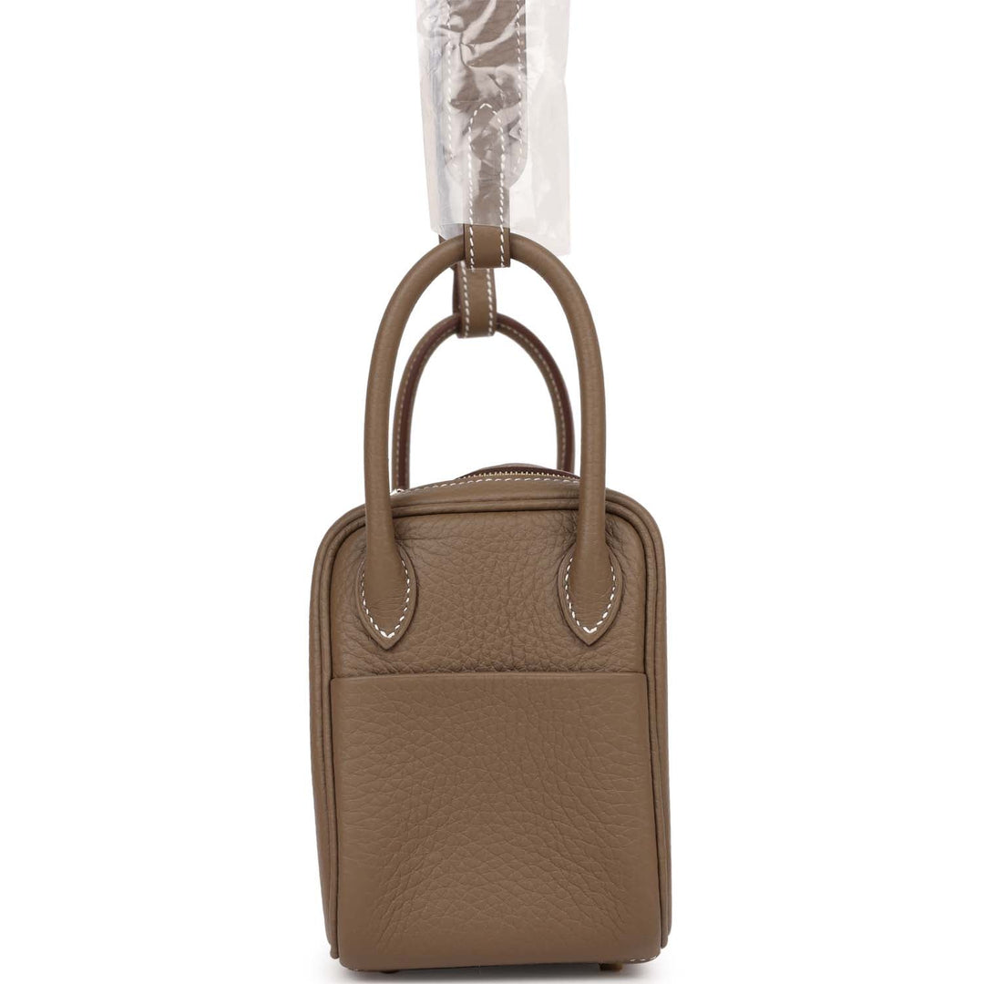 Top quality Hermes Mini Lindy Etoupe Clemence Gold Hardware