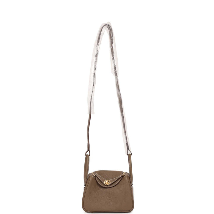 Top quality Hermes Mini Lindy Etoupe Clemence Gold Hardware