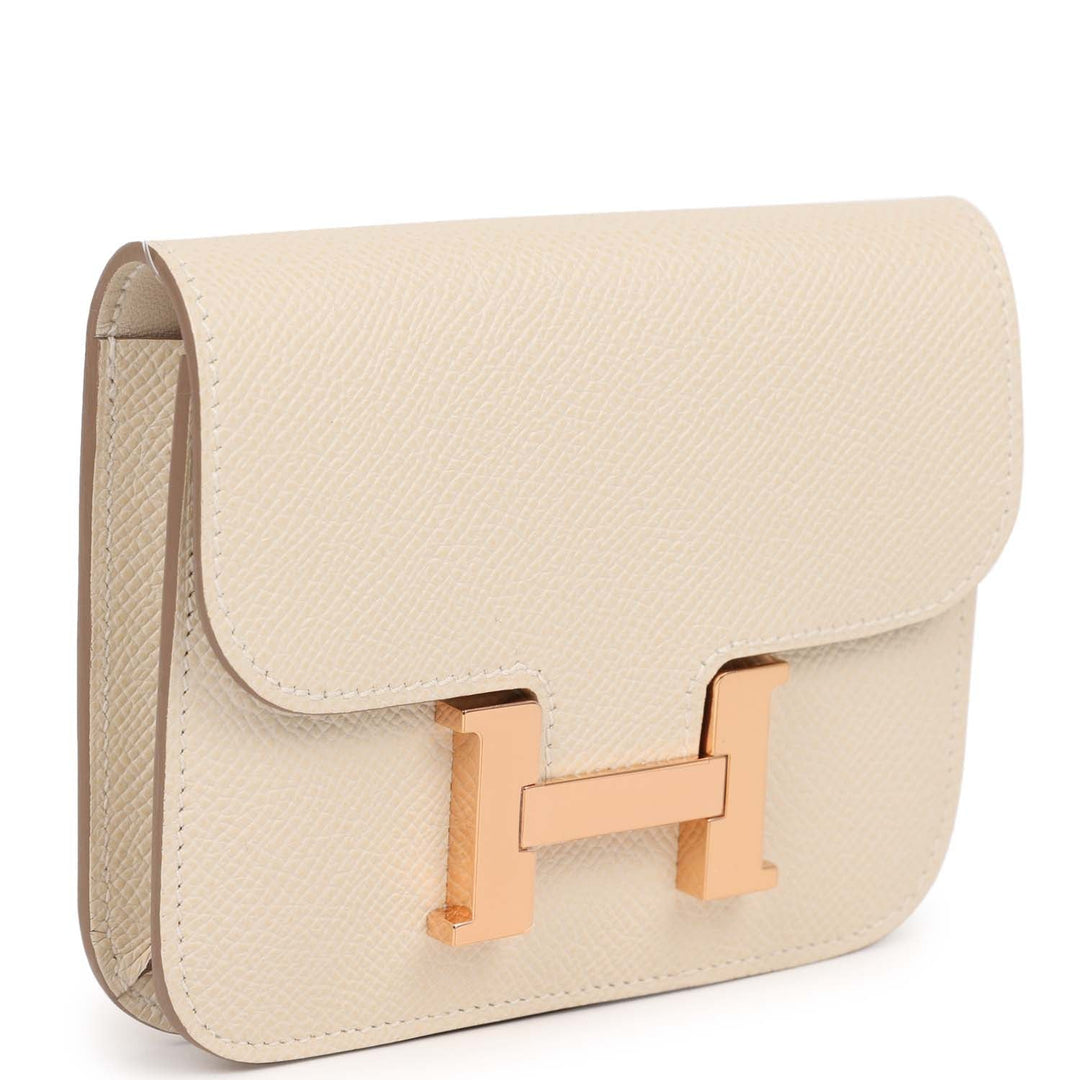 Top quality Hermes Constance Slim Wallet Craie Epsom Rose Gold Hardware