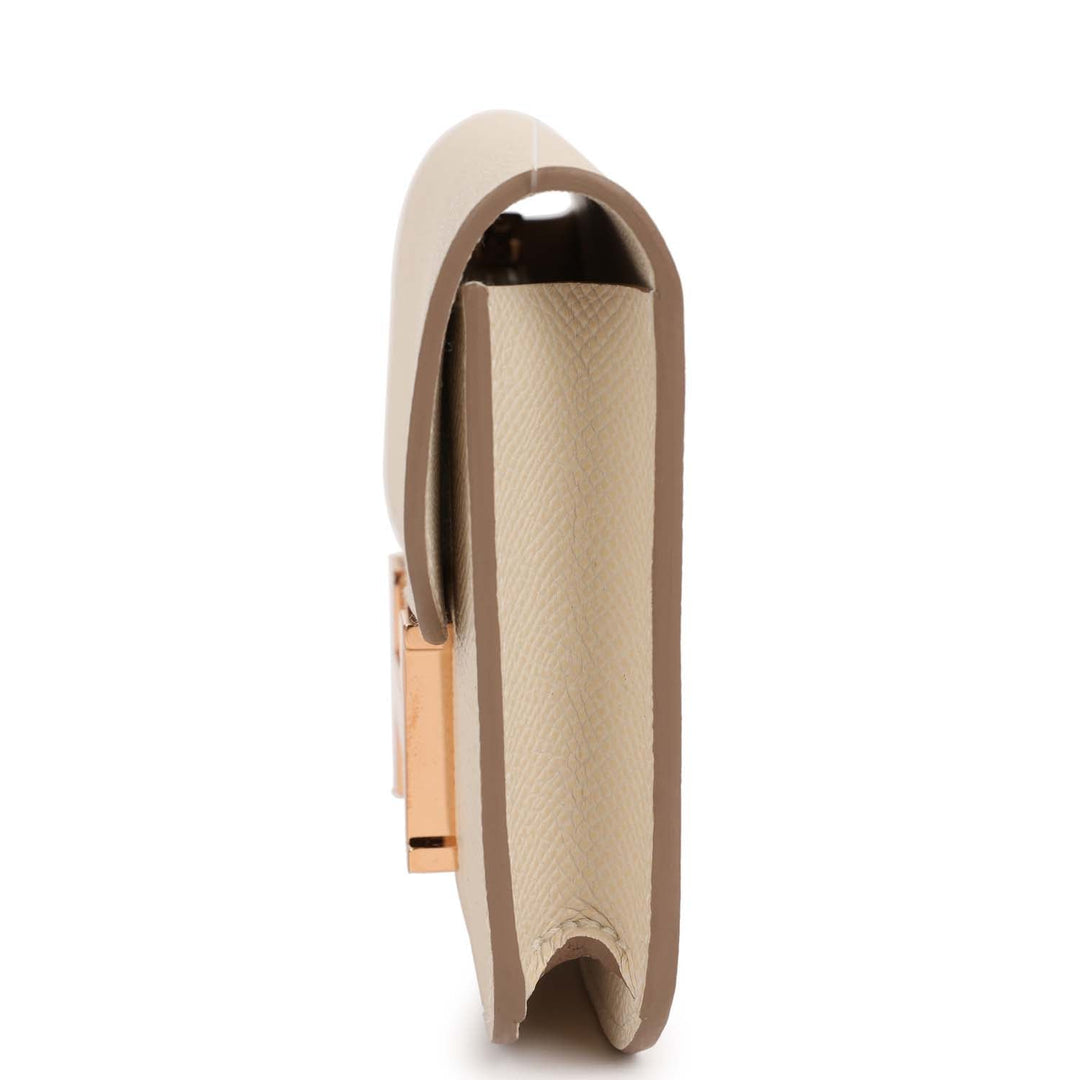 Top quality Hermes Constance Slim Wallet Craie Epsom Rose Gold Hardware