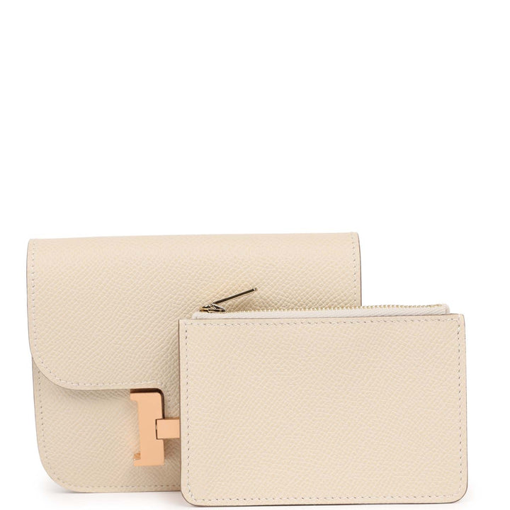 Top quality Hermes Constance Slim Wallet Craie Epsom Rose Gold Hardware