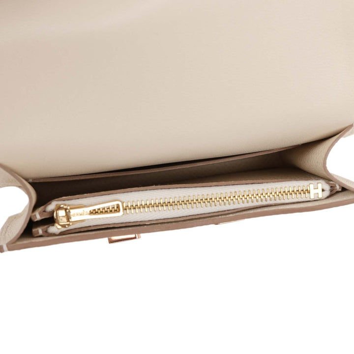 Top quality Hermes Constance Slim Wallet Craie Epsom Rose Gold Hardware