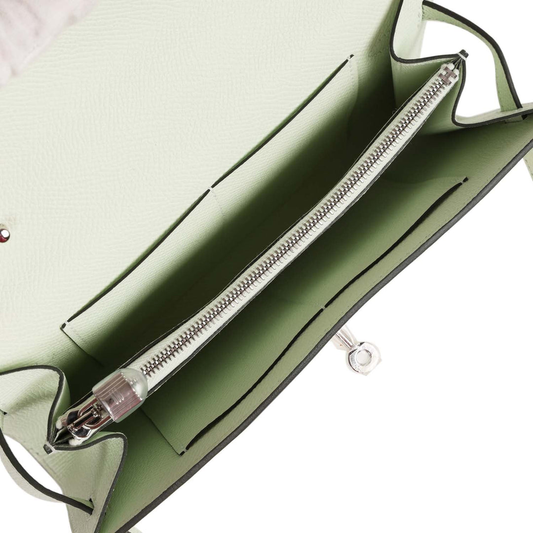 Top quality Hermes Kelly Wallet To Go Vert Fizz Epsom Palladium Hardware