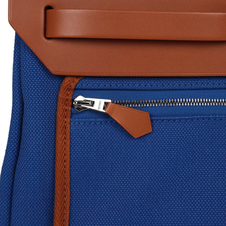 Top quality Hermes Herbag Zip PM 31 Bleu France Toile H Fauve Vache Hunter Palladium Hardware