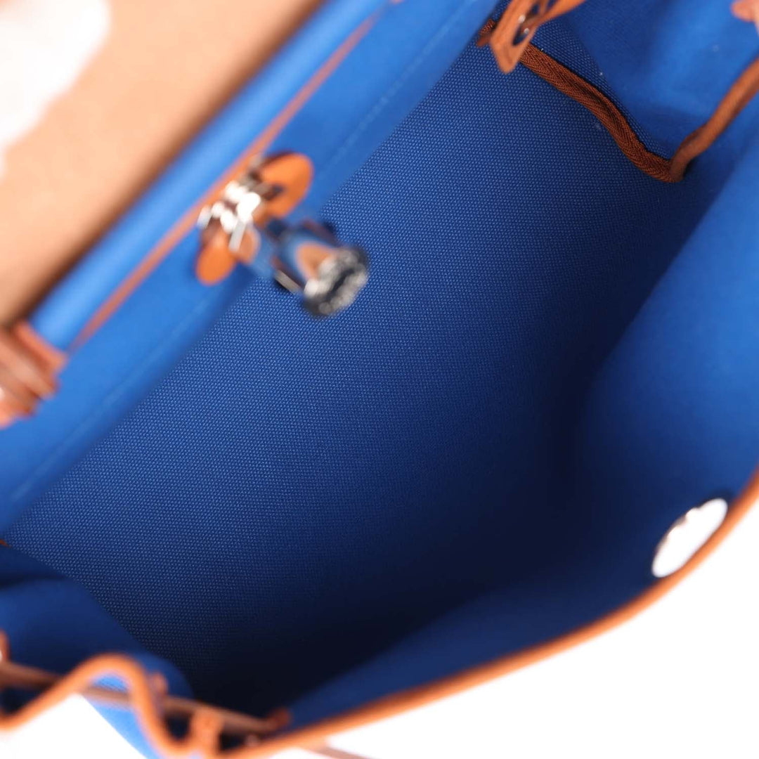 Top quality Hermes Herbag Zip PM 31 Bleu France Toile H Fauve Vache Hunter Palladium Hardware