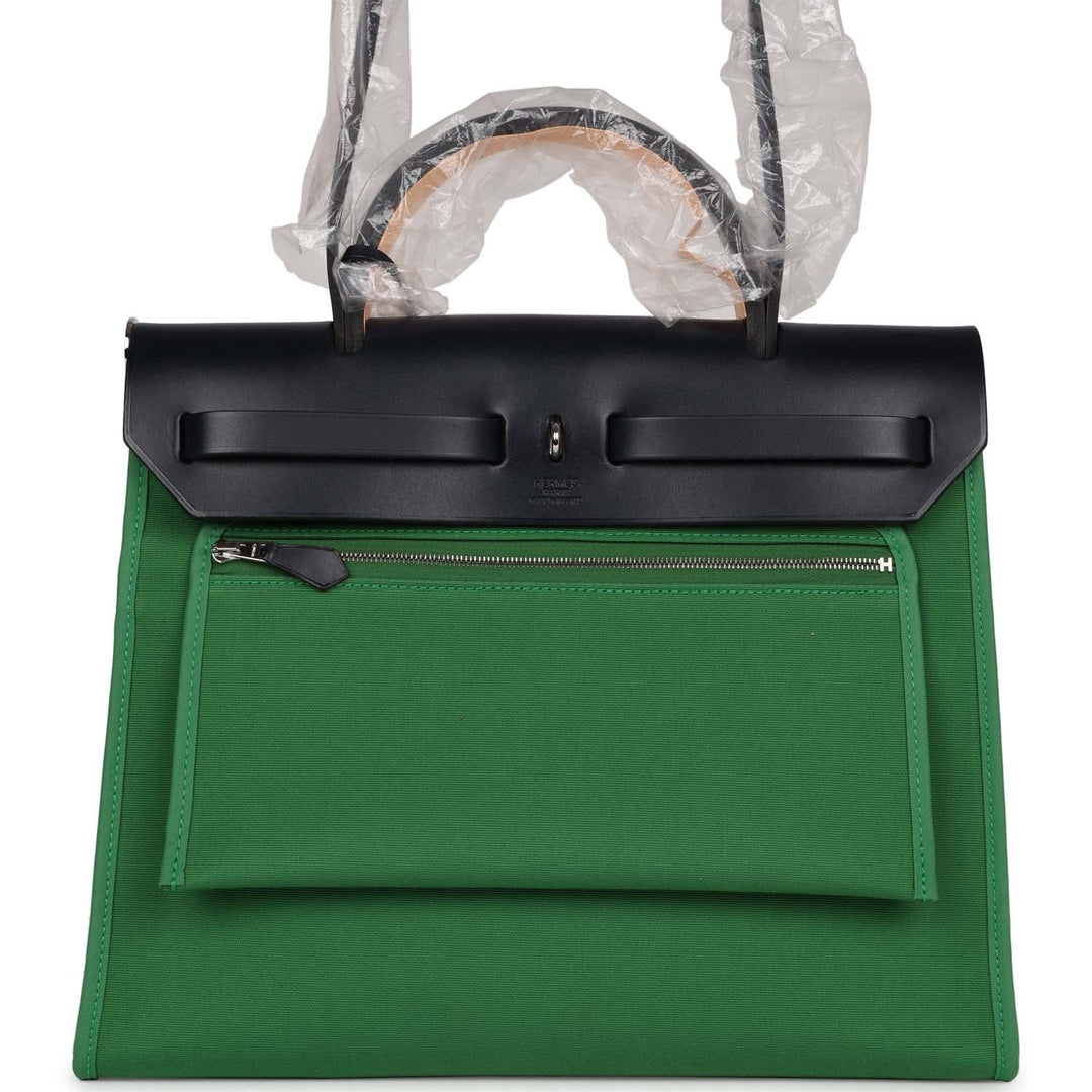 Top quality Hermes Herbag Zip PM 31 Bamboo Toile H/Bleu Indigo Vache Hunter Palladium Hardware