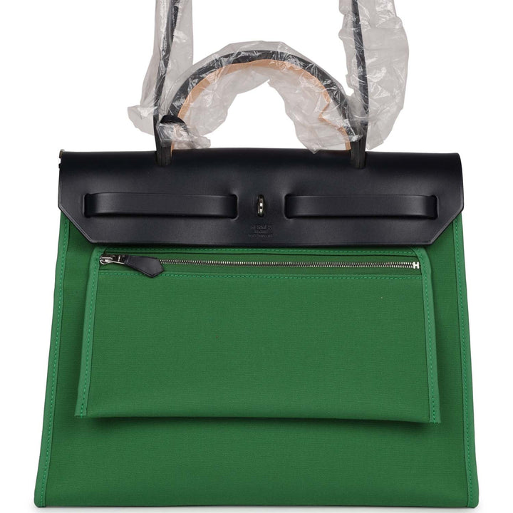 Top quality Hermes Herbag Zip PM 31 Bamboo Toile H/Bleu Indigo Vache Hunter Palladium Hardware