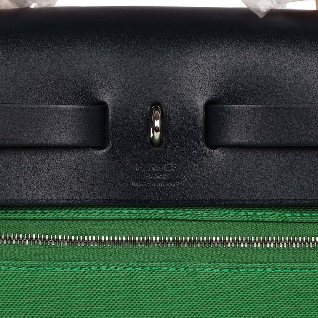 Top quality Hermes Herbag Zip PM 31 Bamboo Toile H/Bleu Indigo Vache Hunter Palladium Hardware