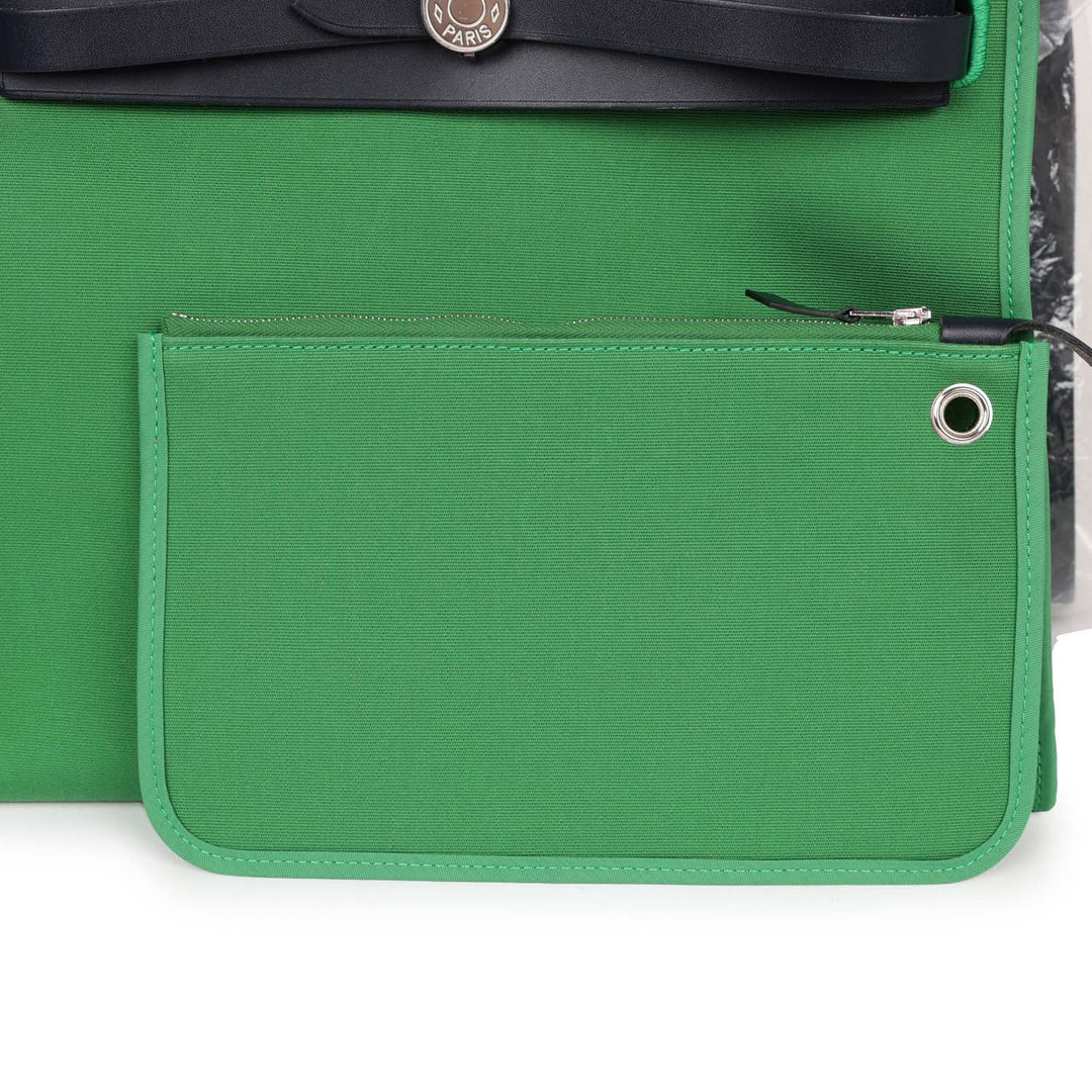 Top quality Hermes Herbag Zip PM 31 Bamboo Toile H/Bleu Indigo Vache Hunter Palladium Hardware