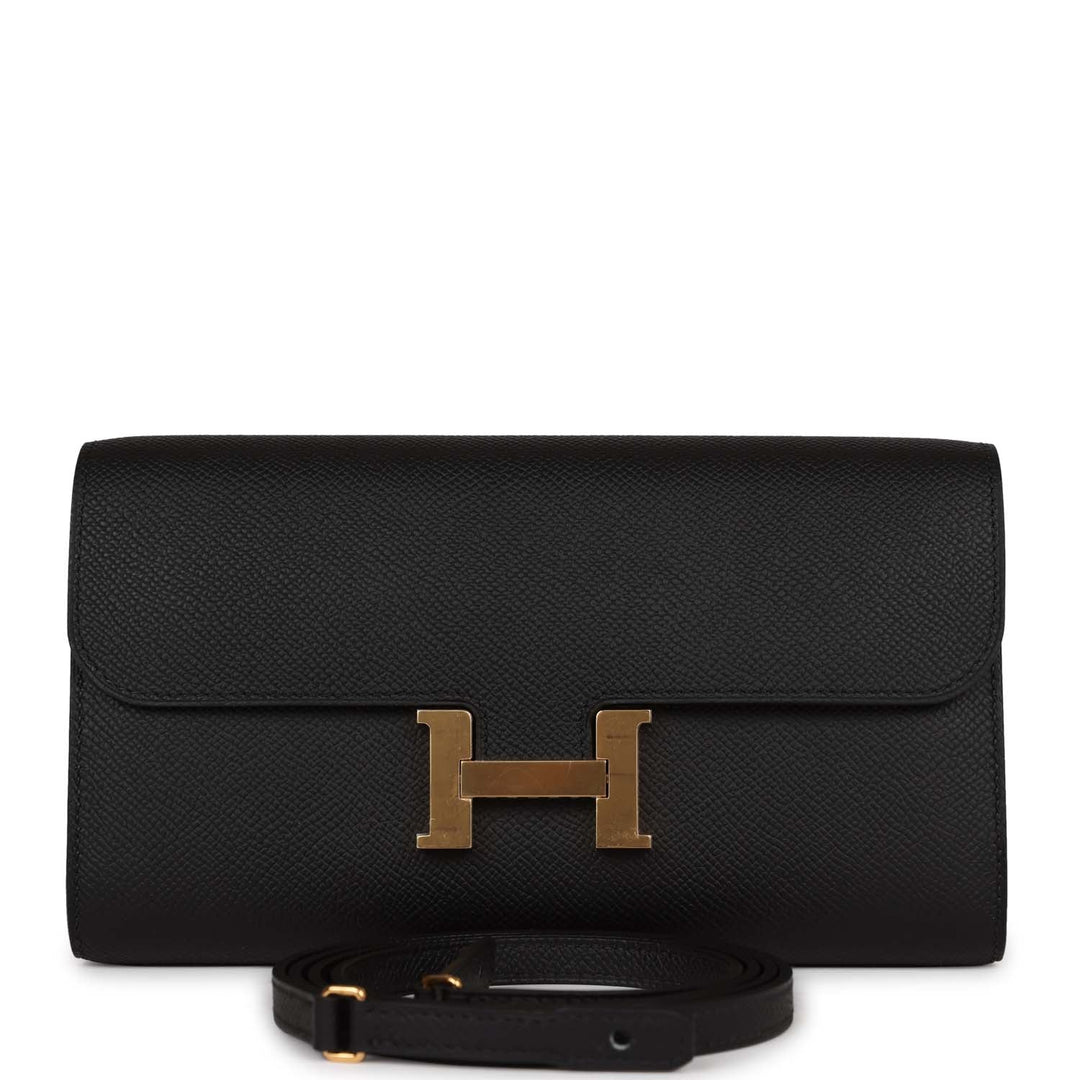 Top quality Hermes Constance Wallet To Go Black Epsom Gold Hardware