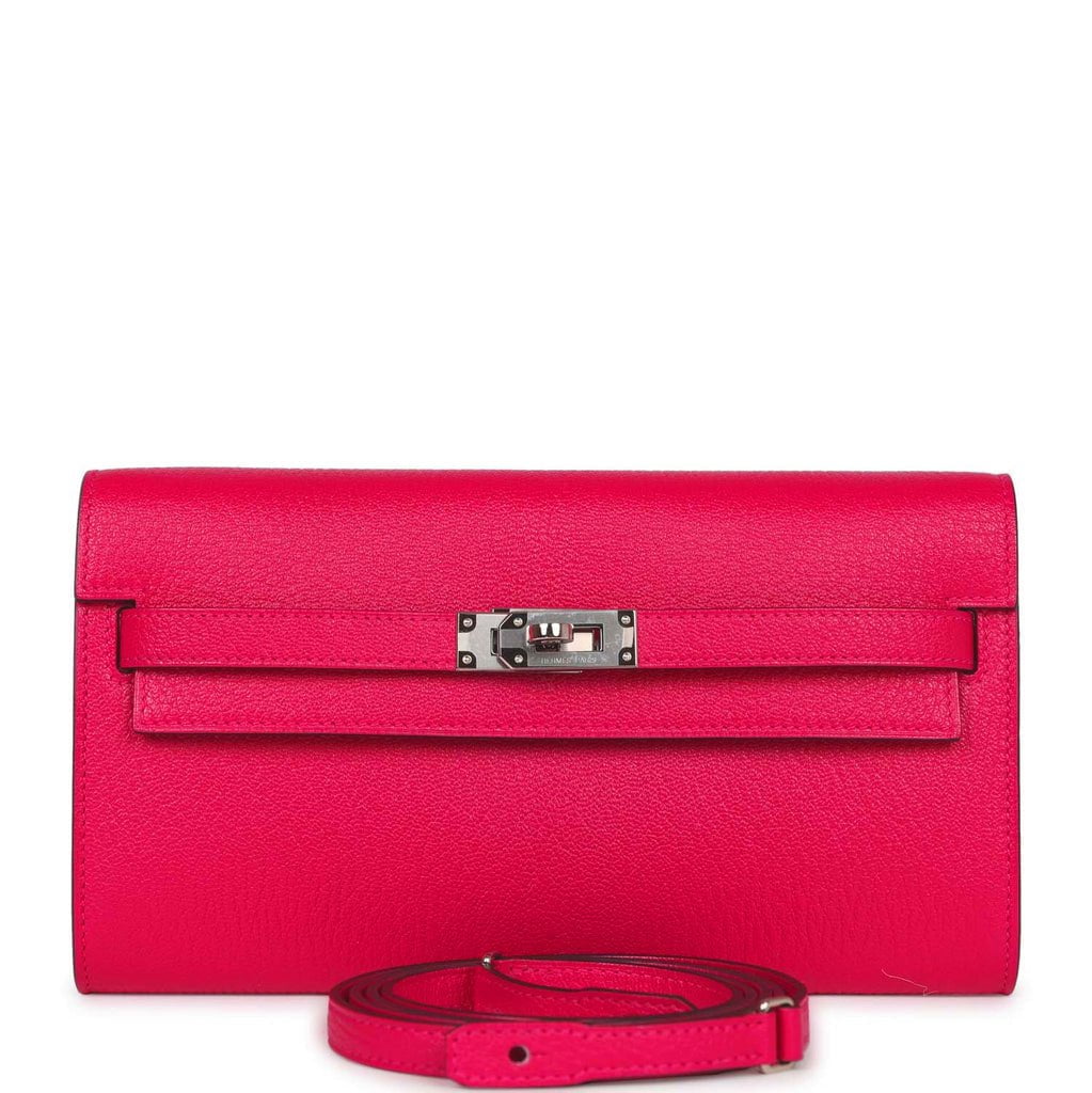 Top quality Hermes Kelly Wallet To Go Rose Mexico Chevre Palladium Hardware
