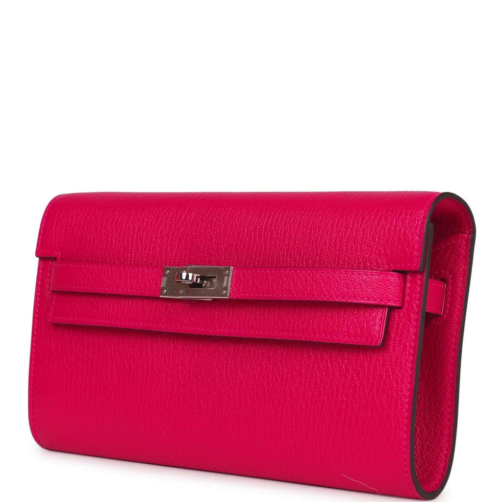 Top quality Hermes Kelly Wallet To Go Rose Mexico Chevre Palladium Hardware